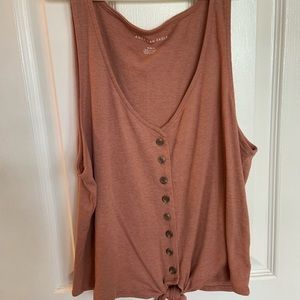 American Eagle pink button up tank top